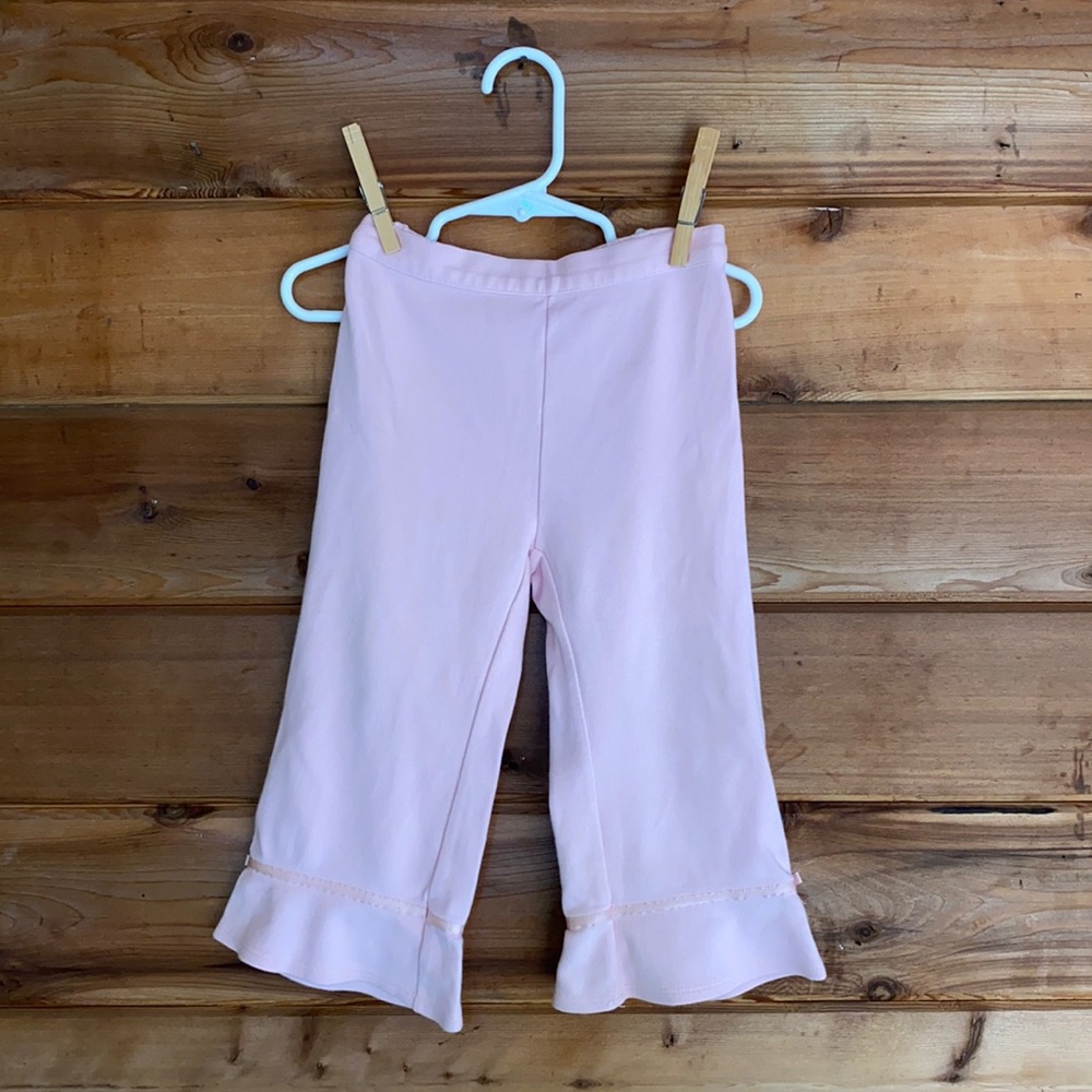 Gymboree | Pull On Ruffle Bottom Satin Trim & Bow Pants Pastel Pink (2T) - Picture 1 of 2